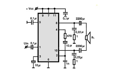 TDA2005-BTL circuito eletronico
