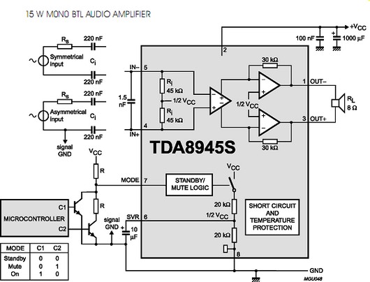 TDA8945S circuito eletronico