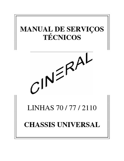 Manual Serviço Linhas CINERAL 70, 77, 2110