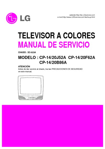 LG TV CH SC-023A CP-14J52 20J52 14F62 20F62 14B86 20B86