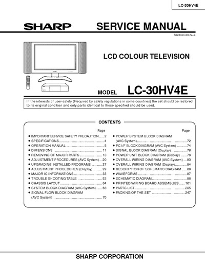 Sharp LC-30HV4E LCD