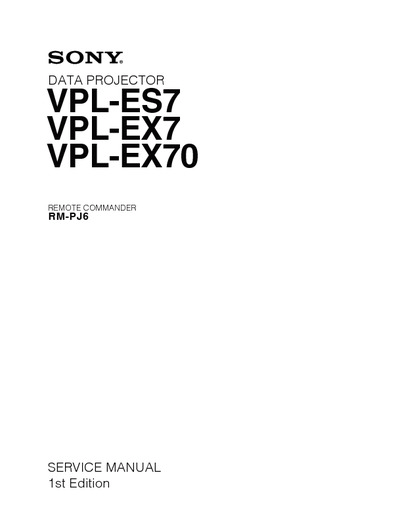 Sony VPL-ES7, VPL-EX7, VPL-EX70
