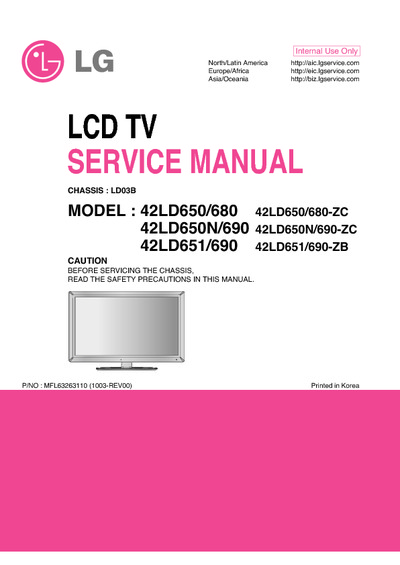 LG 42LD650 Chassis:LD03 [LCD-TV]