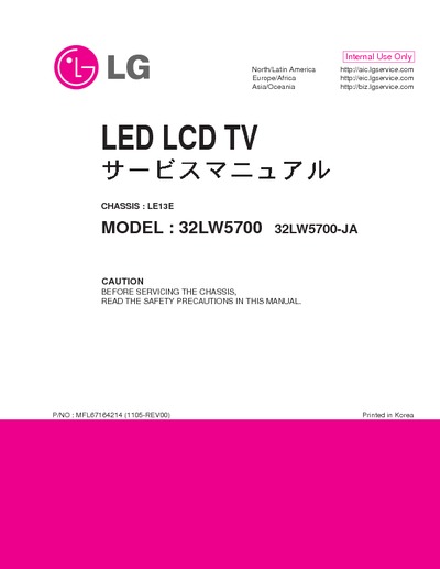 LG 32LW5700 Chassis LE13E [LED TV]