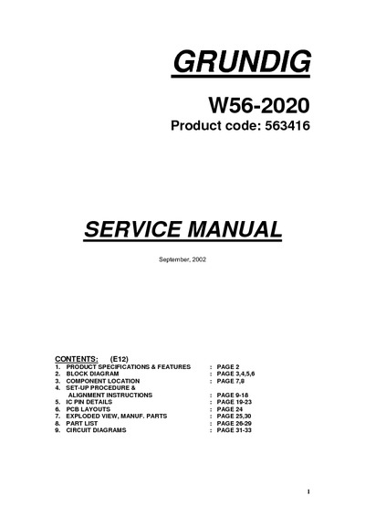 Grundig W56-2020 Chassis E12