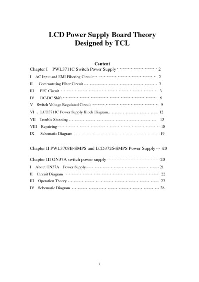 TCL Power Supply Circuit Theory LCD