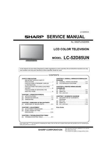 Sharp LC-52D85UN, LC-46D85UN