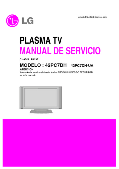 LG 42PC7DH, PLASMA Service Manual Chasis PA73E