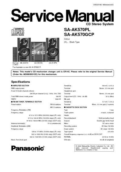 Panasonic SA-AK570PL, SA-570GCP