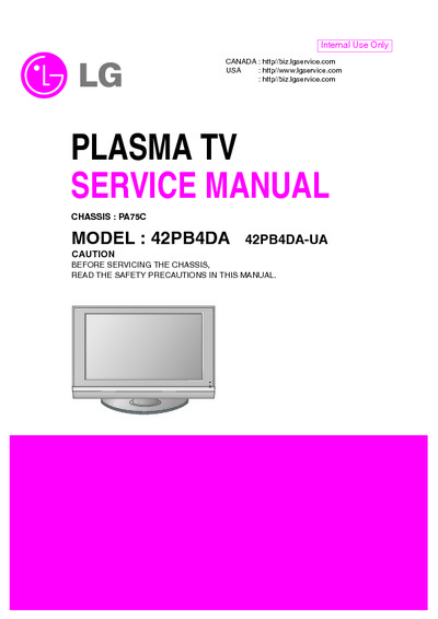 LG Plasma 42PB4DA chassis PA75C