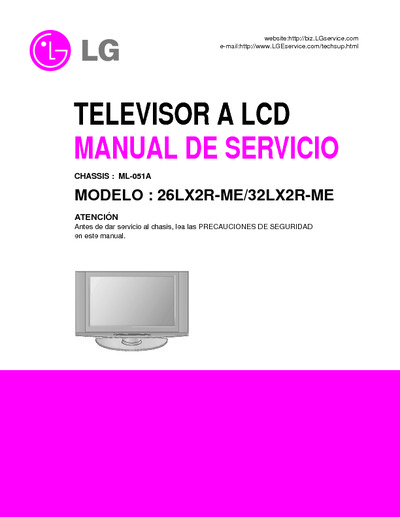 LG 26LX2R-ME, 32LX2R-ME Chassis ML-051A - LCD TV