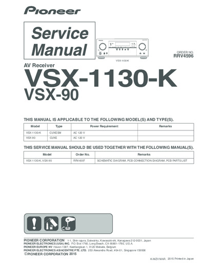 Pioneer VSX-1130-K, VSX-930, VSX-90