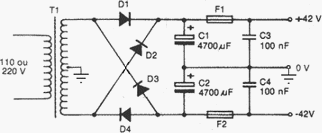 100W audio amplifier PSU schematic