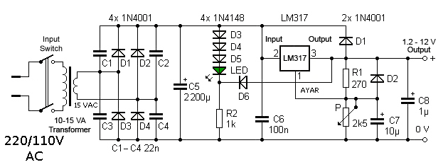 Power supply 1-12V schematic
