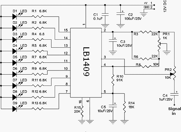 VU Meter 9 Leds with LB1409