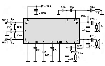 TA7203P circuito eletronico