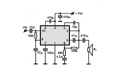 TA7204P circuito eletronico