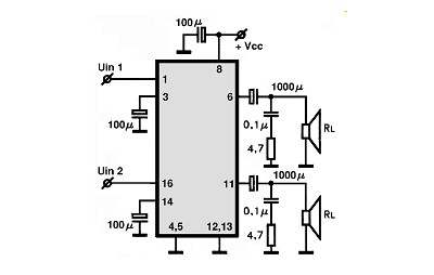 TDA2822 circuito eletronico