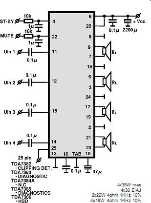 TDA7386 circuito eletronico