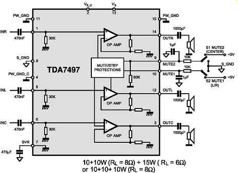 TDA7497 circuito eletronico