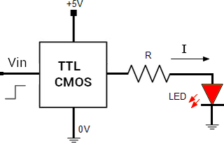 Ligação led através da porta saída circuito integrado