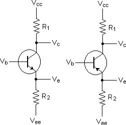 Esquema transistor NPN e PNP