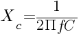 (reactancia capacitiva) X_c=1/{2{Pi}fC}