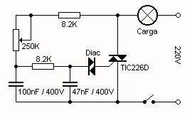 Aplicação diac - regulador intensidade luminosa