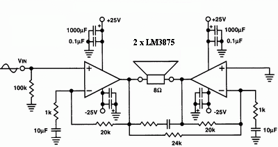 Amplificador e audio 80W com circuito integrado LM3875 