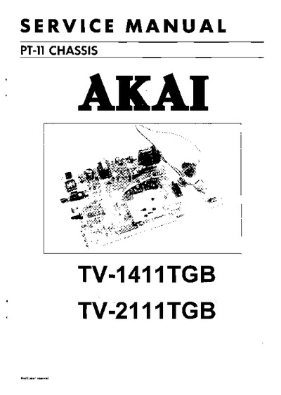 Akai TV-1411TGB, TV-2111TGB Chassis PT11