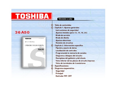 Toshiba 36A50 Chasis TAC0010 N0ES