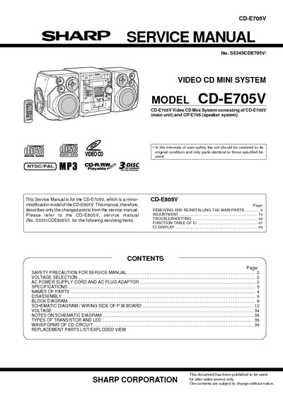 SHARP CD-E705V