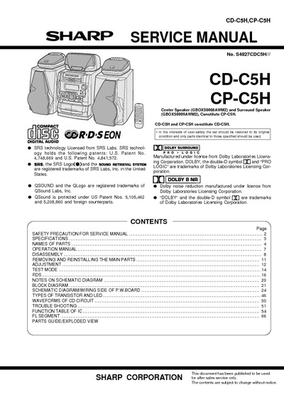 SHARP CD-C5H CP-C5H