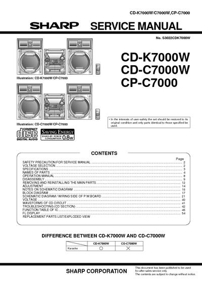 SHARP CD-K7000W