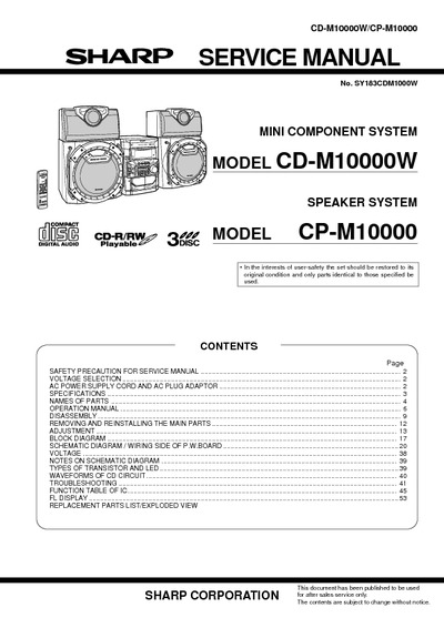 SHARP CD-M10000W
