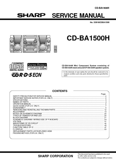 SHARP CD-BA1500H