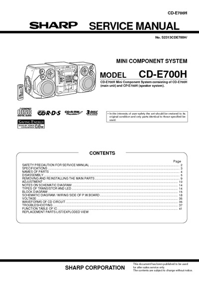 SHARP CD-E700H