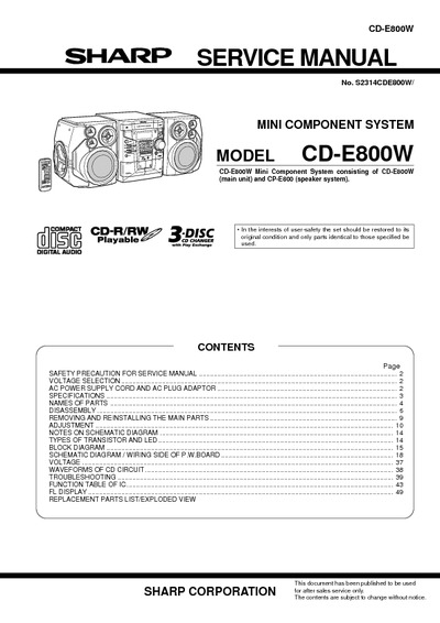 SHARP CD-E800W