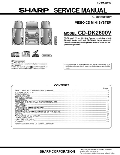 SHARP CD-DK2600V