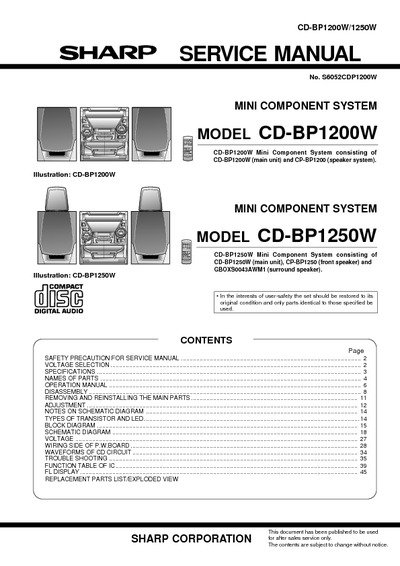 SHARP CD-BP1200W