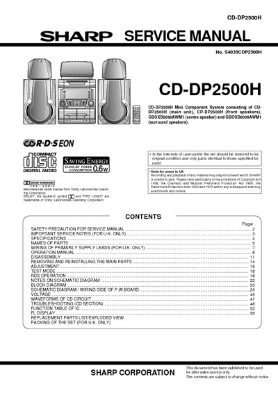 SHARP CD-DP2500H