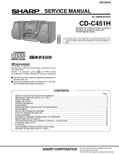 SHARP CD-C451H
