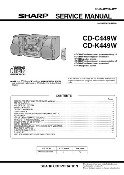 SHARP CD-K449W
