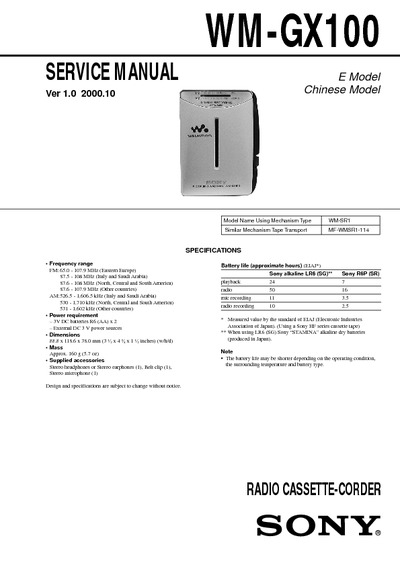 Sony WM-GX100 ver 1.0