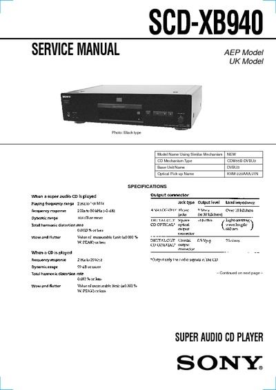 Sony SCD-XB940 super audio cd player
