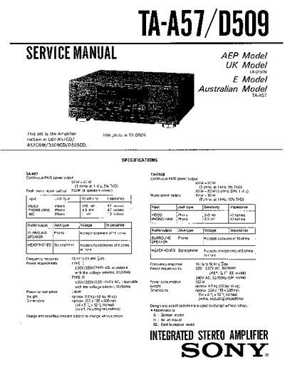 Sony TA-A57 D509, Service Manual, Repair Schematics