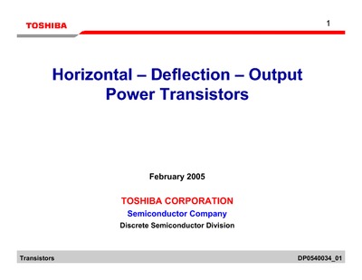 TOSHIBA Horizontal –Deflection –Power Transistors