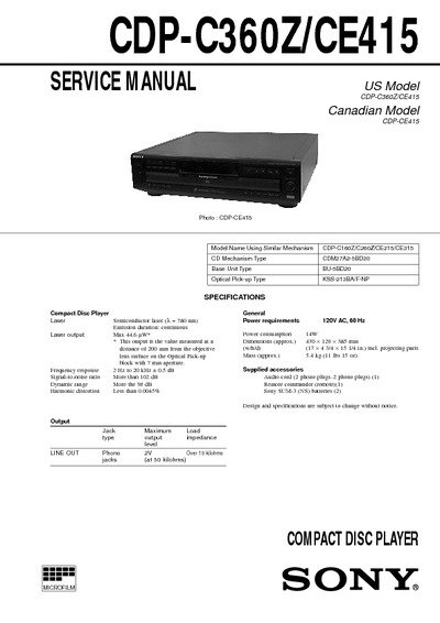 Sony CDP-C360Z, CDP-CE415