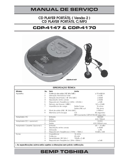 Toshiba CDP-4147, CDP-4170