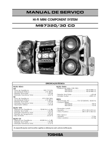 Toshiba MS-7320CD, MS-7330CD